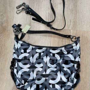 Stylish Black and Gray Women's Authentic Coach purse